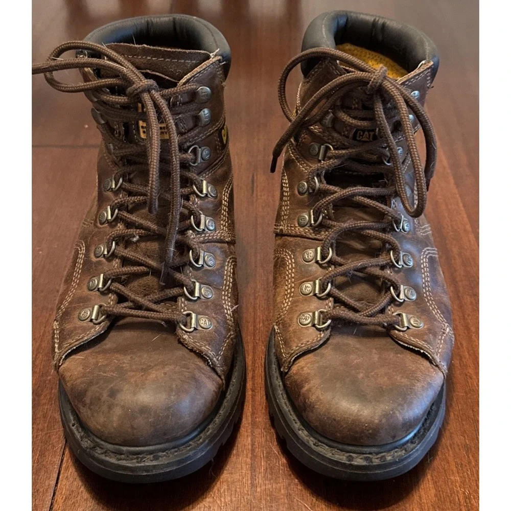CAT Caterpillar Silverton P73237 Men 10.5 M Brown Leather Work Boots Slip Resist